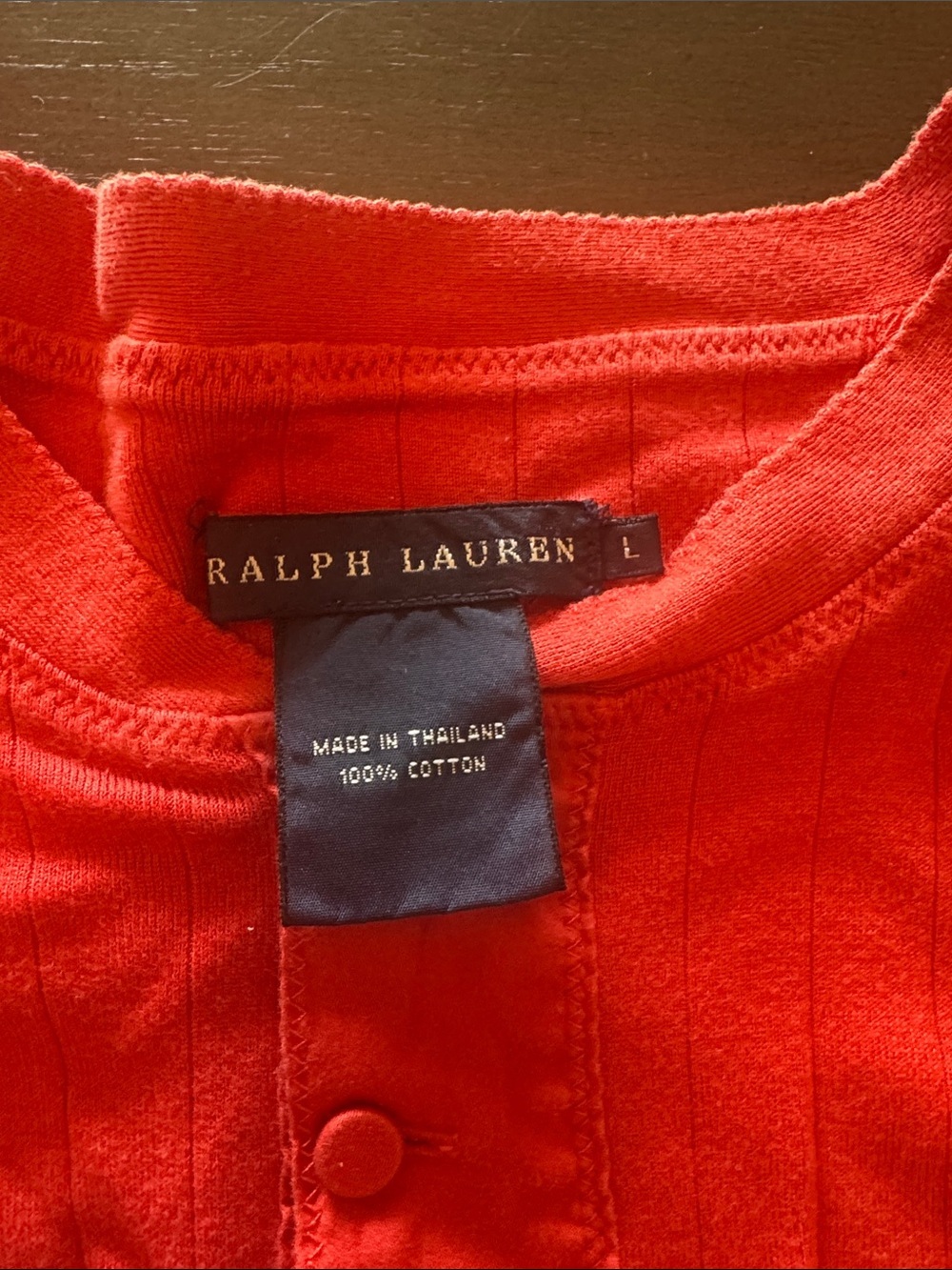 Ralph Lauren Red Long-Sleeve Henley Top - Picture 2 of 3